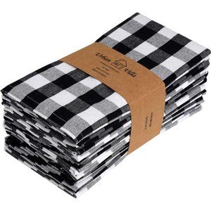Dinner Napkins Buffalo Checks Cloth Napkins Set of 12 Black/White Color Checks